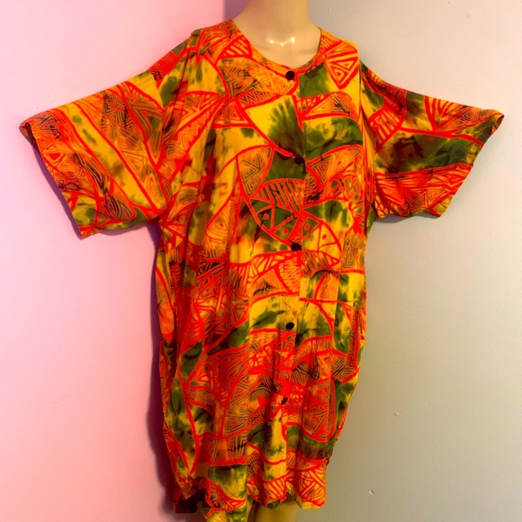 Hawaiian High Low Over Sized Shirt // Dress // Floral // Casual // Beach - Picture 5 of 13